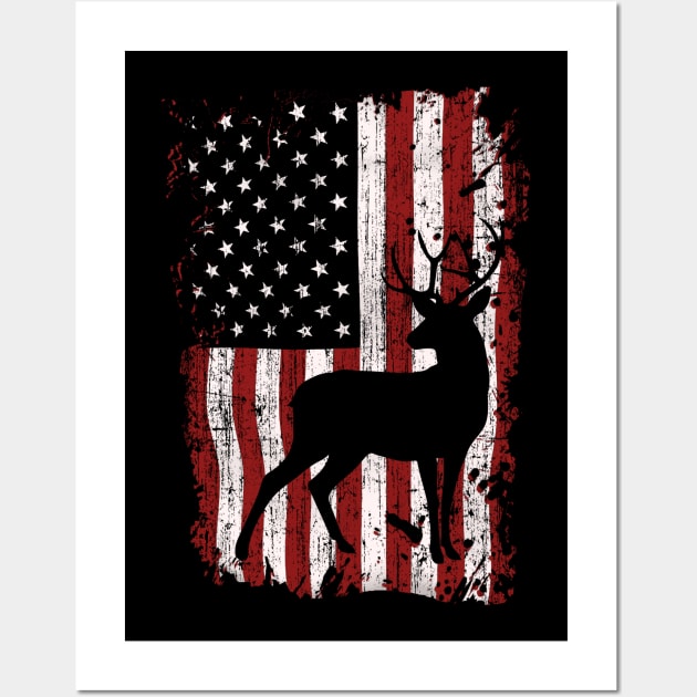 Deer Hunting American Flag Wall Art by Suedm Sidi